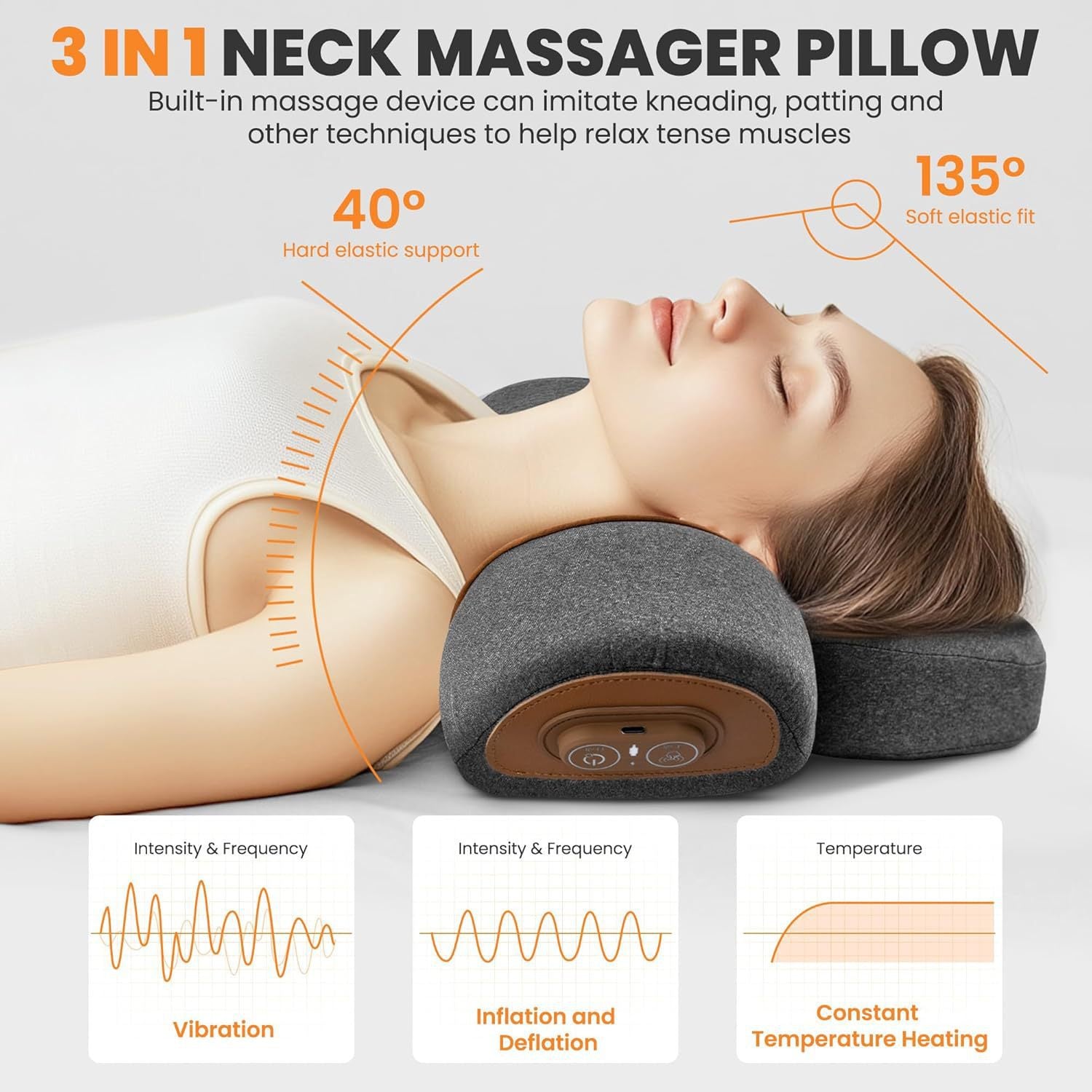 Adjustable Heating Massage Neck Pillow with Memory Foam